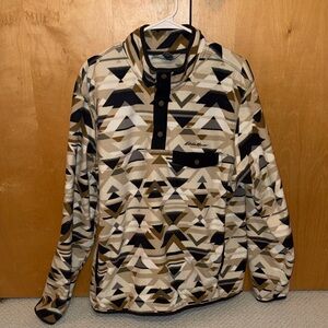 Eddie Bauer Men's Geometric Fleece Pullover - Black, Brown, White